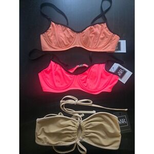 Y&R Purple Orange Pink Bikini Top Y2K NWT Small Lot of‎ 3 Beach Festival